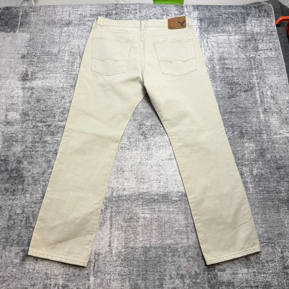 American Eagle Jeans Mens 32x30 Sand Beige‎ Slim Straight 5 Pocket Casual Y2K